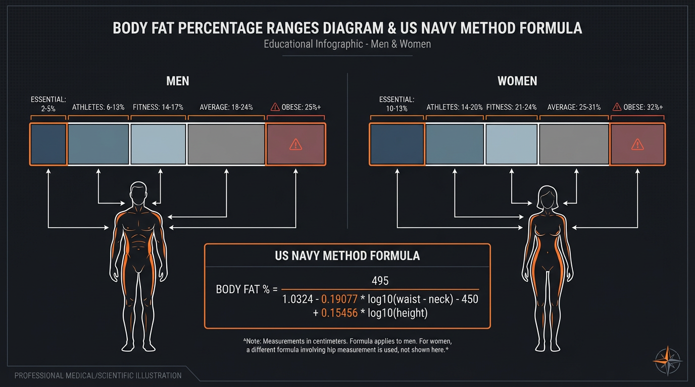 Diagram showing how the Body Fat % Calculator works