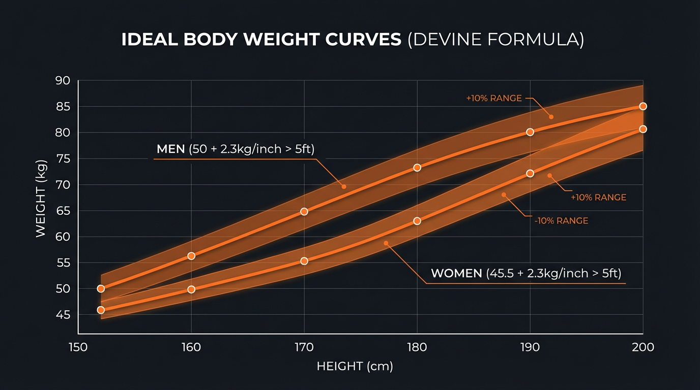Diagram showing how the Ideal Body Weight Calculator works