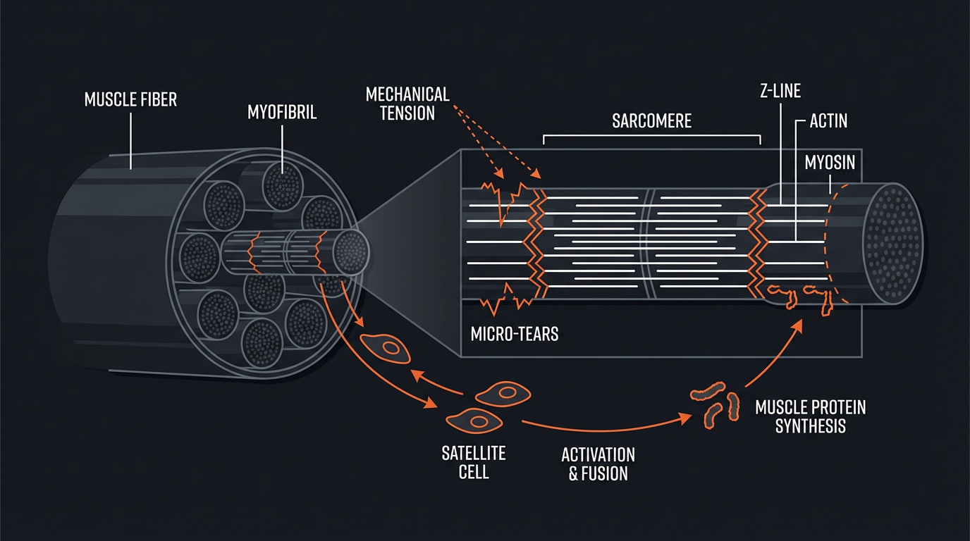 Diagram illustrating key concepts from 50-Minute Upper Body Hypertrophy Workout Using Dumbbells and Cables