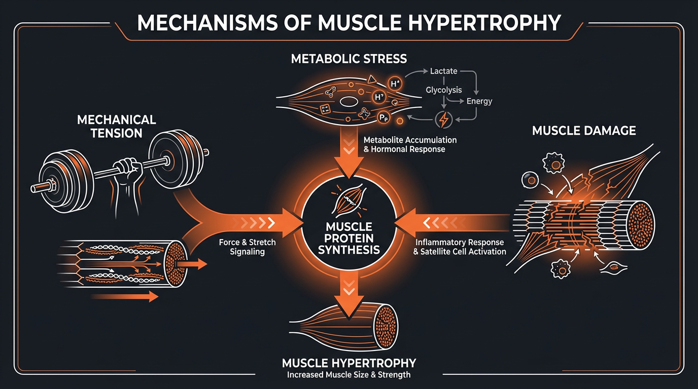 Diagram illustrating key concepts from Body Recomposition: Building Muscle While Losing Fat