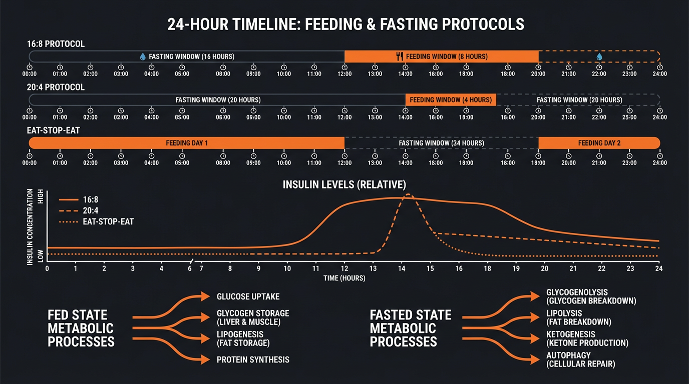 Diagram illustrating key concepts from How to Deal With Hunger During Intermittent Fasting
