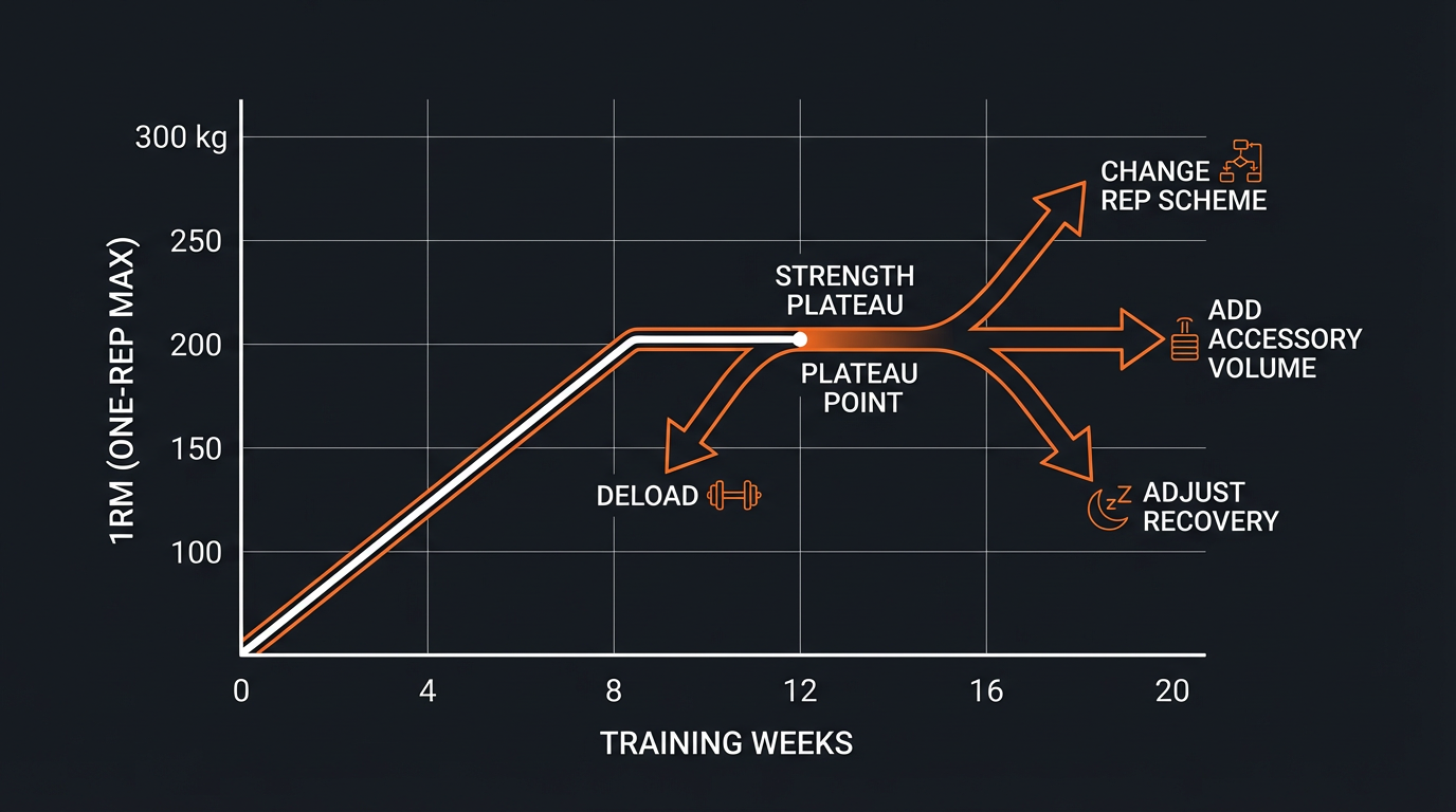 Diagram illustrating key concepts from How to Overcome Plateaus in Your Strength Training