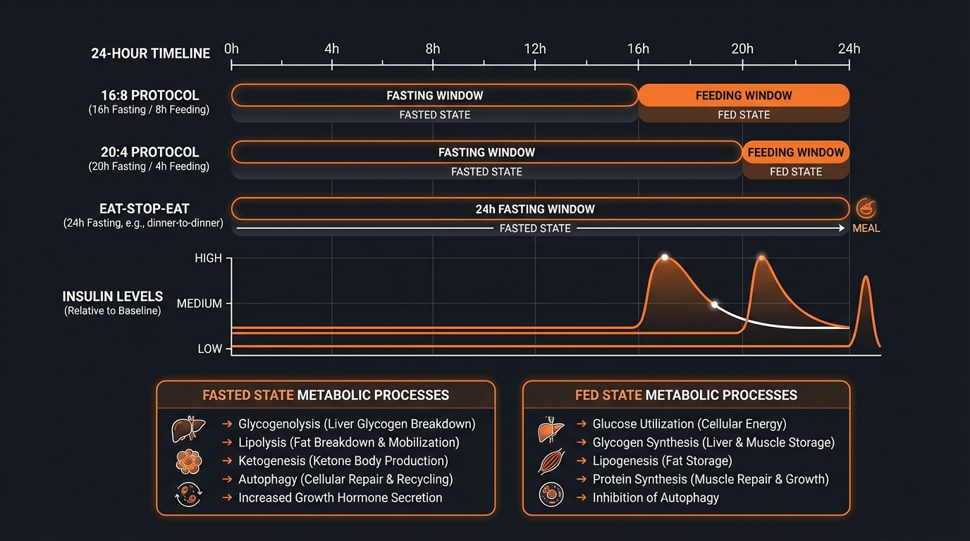 Diagram illustrating key concepts from Intermittent Fasting 101: A Beginner's Guide to Time-Restricted Eating