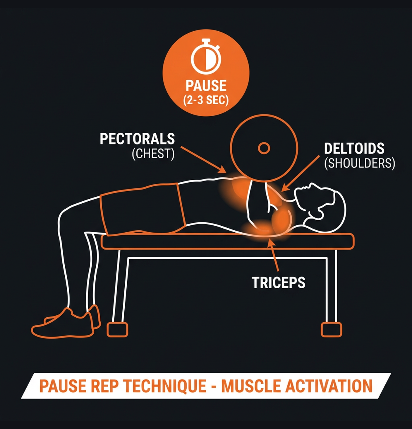 Diagram illustrating key concepts from Pause Reps: Why Removing Momentum Builds More Muscle