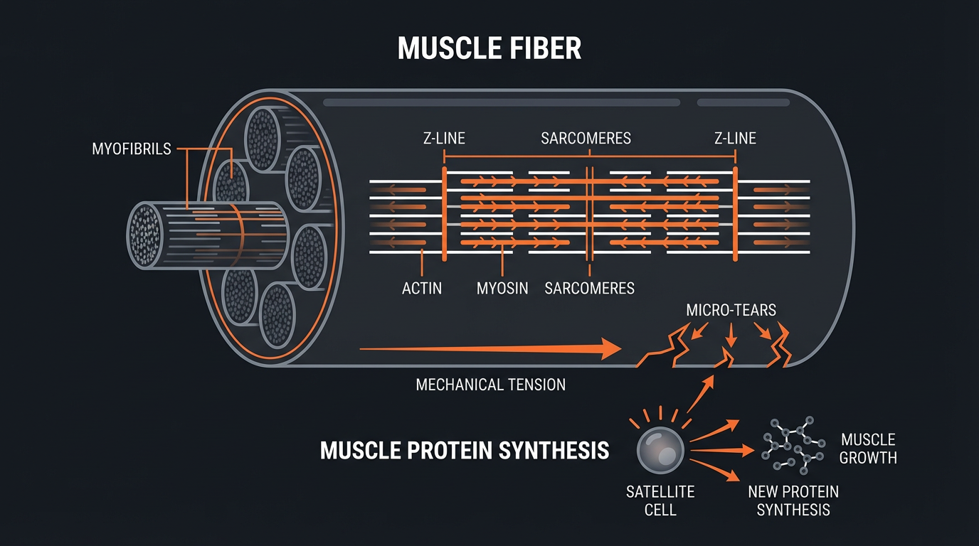 Diagram illustrating key concepts from Strength Training vs. Hypertrophy Training: Tailoring Your Workout for Size