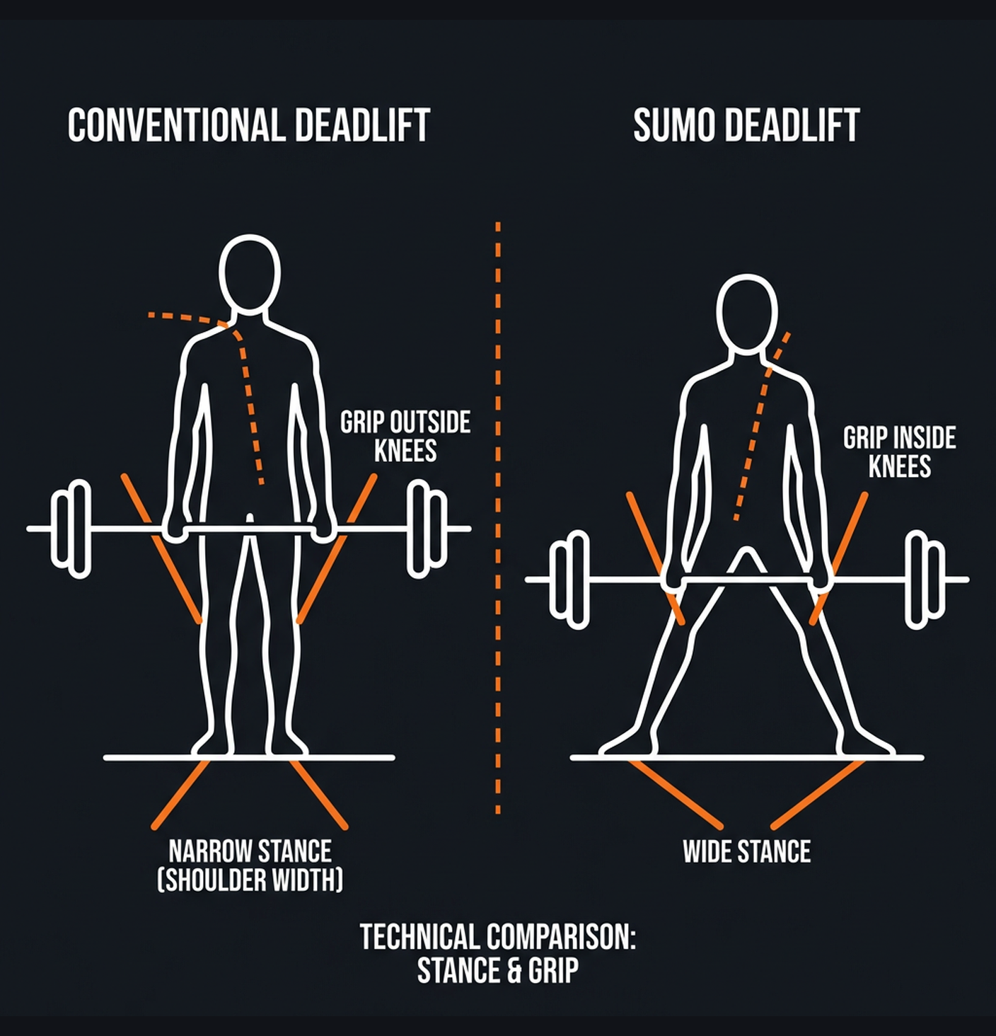 Diagram illustrating key concepts from Sumo vs Conventional Deadlift: Which One Is Right for You?