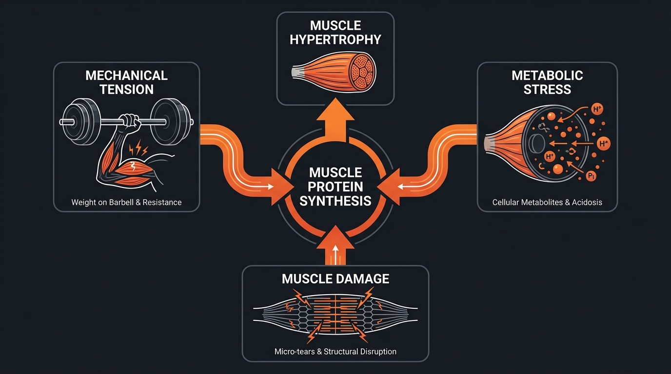 Diagram illustrating key concepts from The Complete Guide to Body Recomposition: Lose Fat and Gain Muscle