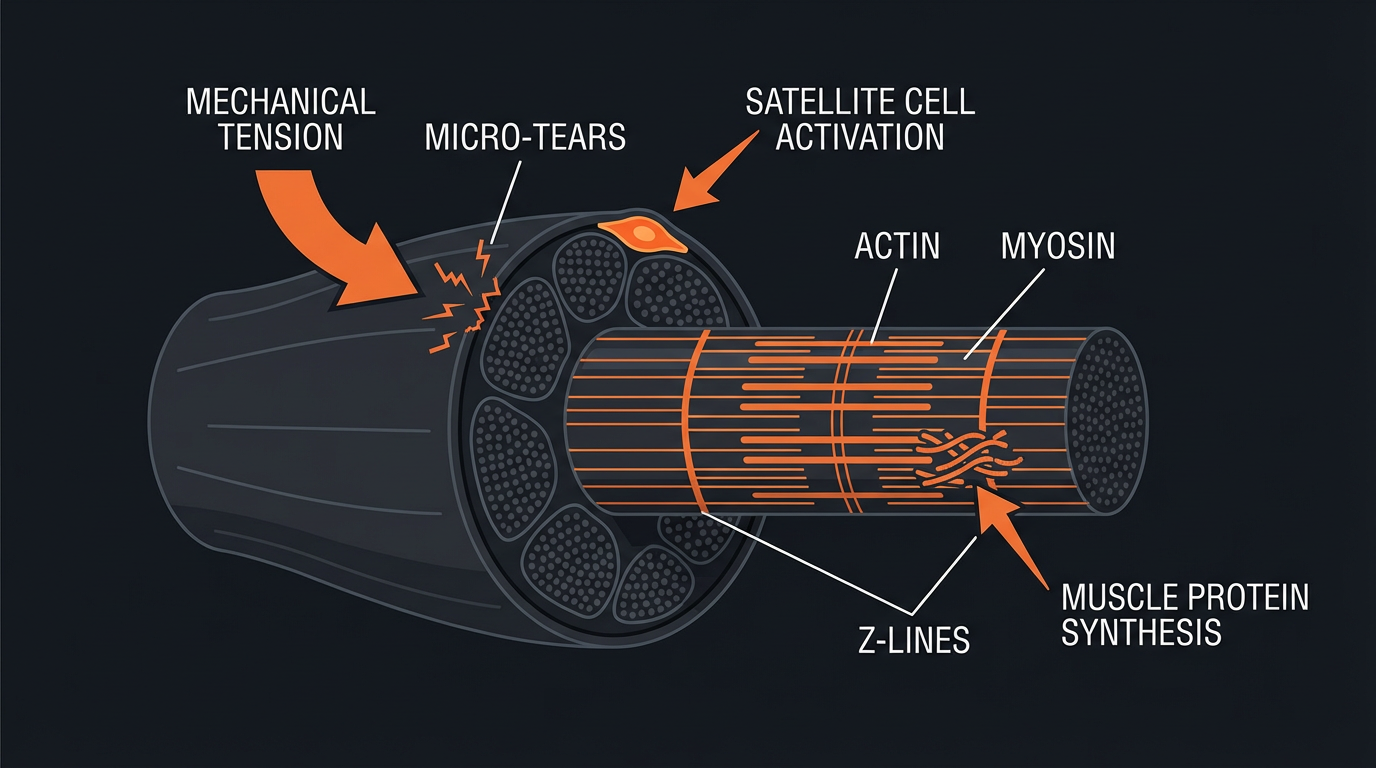 Diagram illustrating key concepts from The Importance of Mind-Muscle Connection in Hypertrophy Training