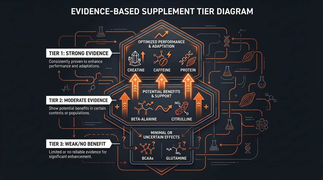 Diagram illustrating key concepts from The Role of BCAAs in Muscle Growth and Recovery: Do You Need Them?