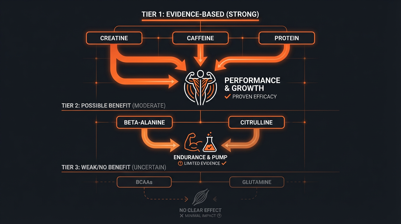Diagram illustrating key concepts from The Role of BCAAs in Muscle Growth and Recovery