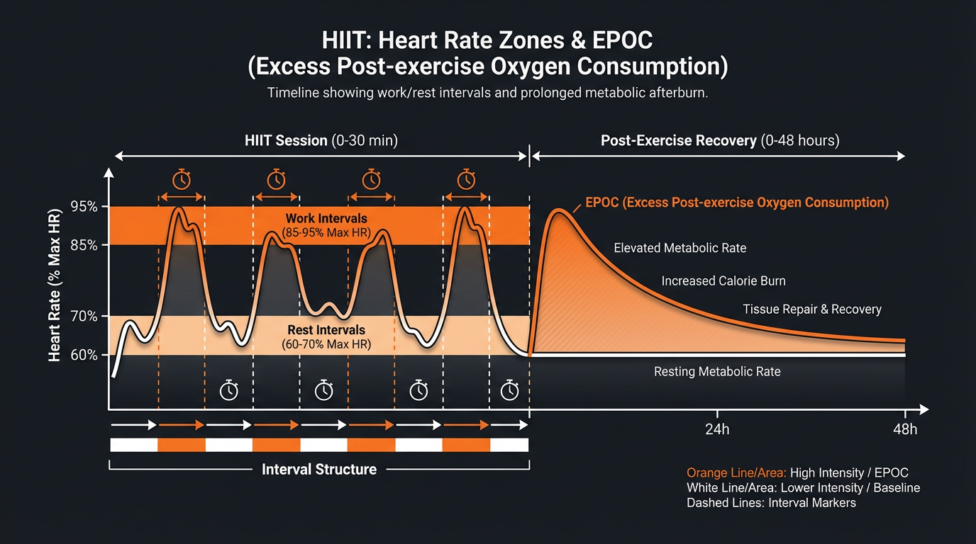 Diagram illustrating key concepts from The Ultimate 20-Minute HIIT Workout