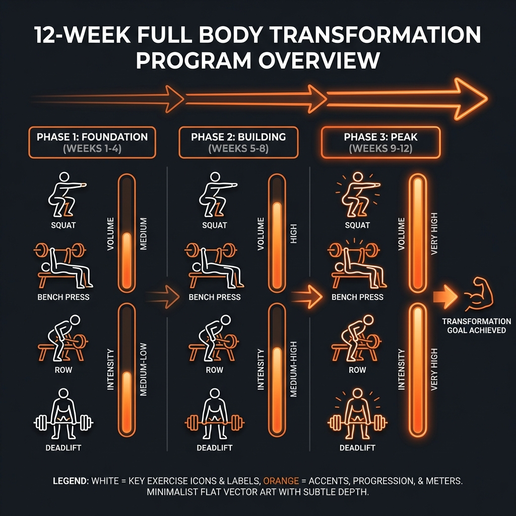 Diagram illustrating key concepts from 12-Week Full Body Transformation
