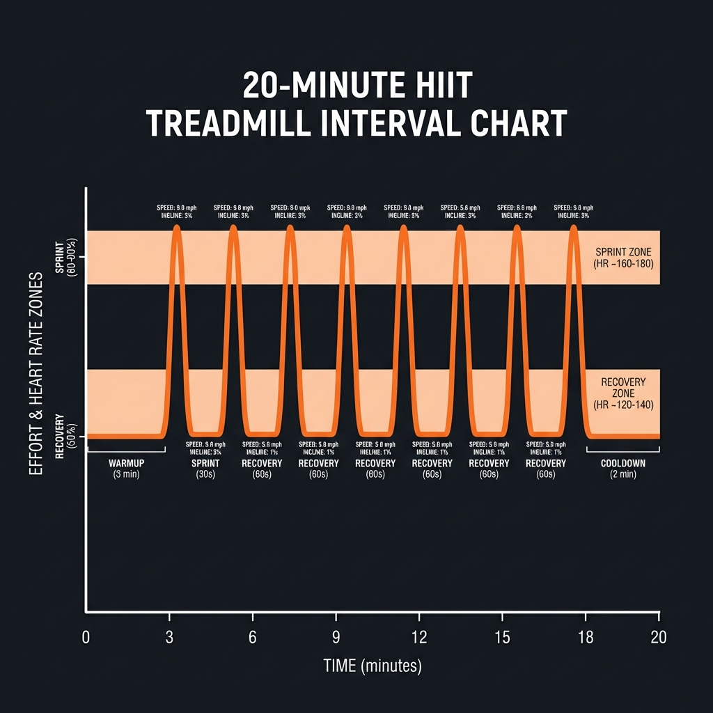 Diagram illustrating key concepts from 20-Min HIIT Treadmill Workout