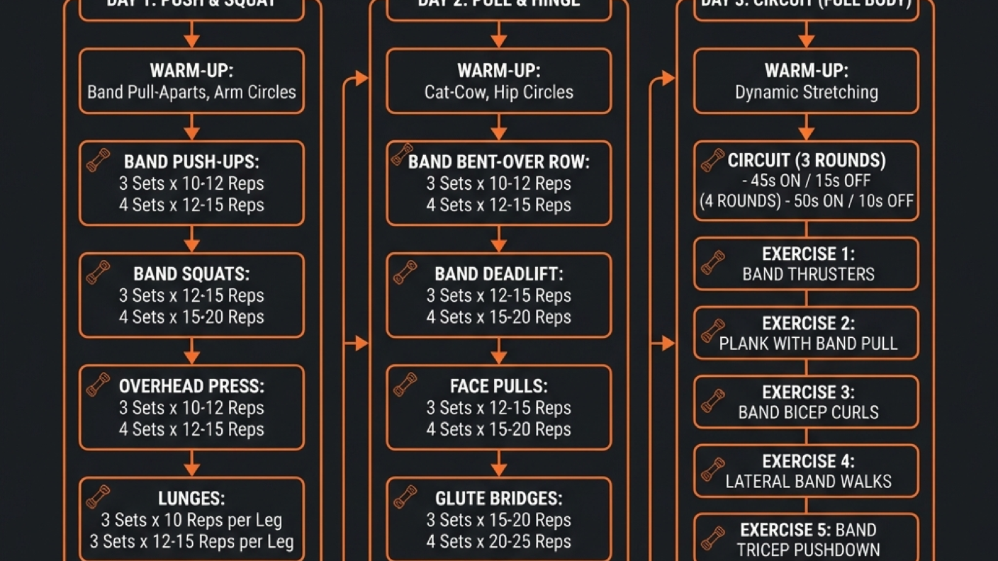 Diagram illustrating key concepts from 4-Week Resistance Band Full Body Plan