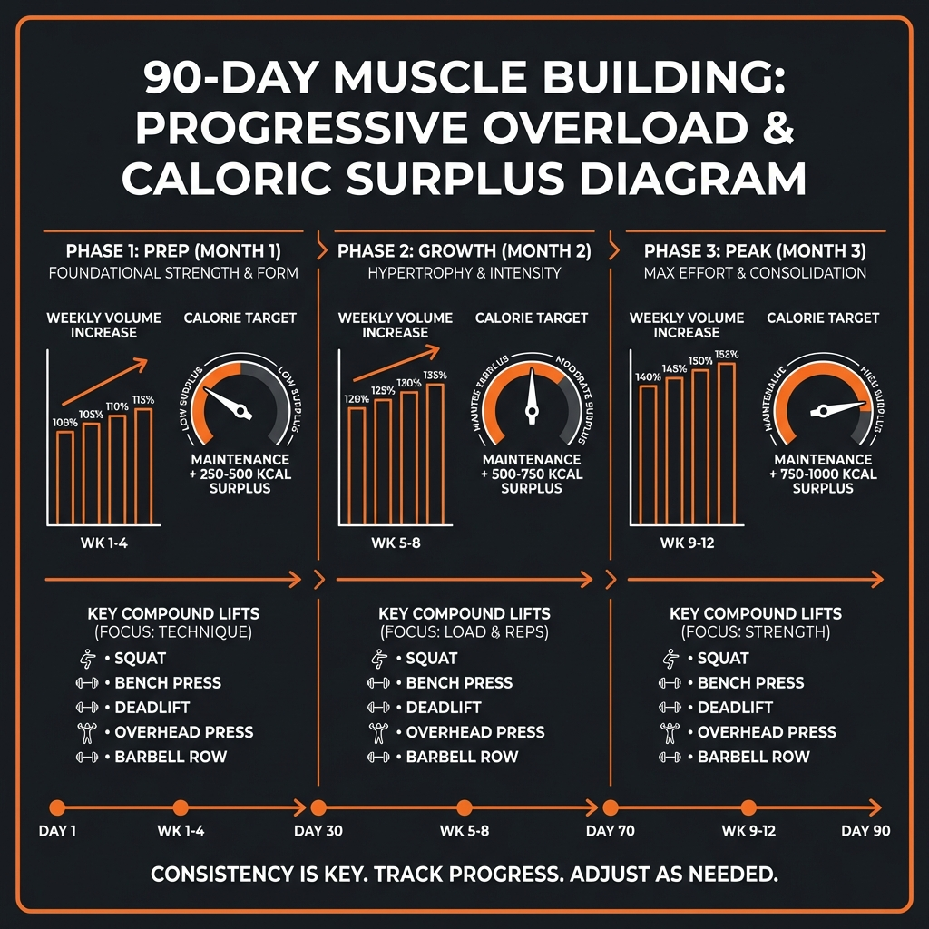 Diagram illustrating key concepts from 90-Day Mass Builder for Hardgainers