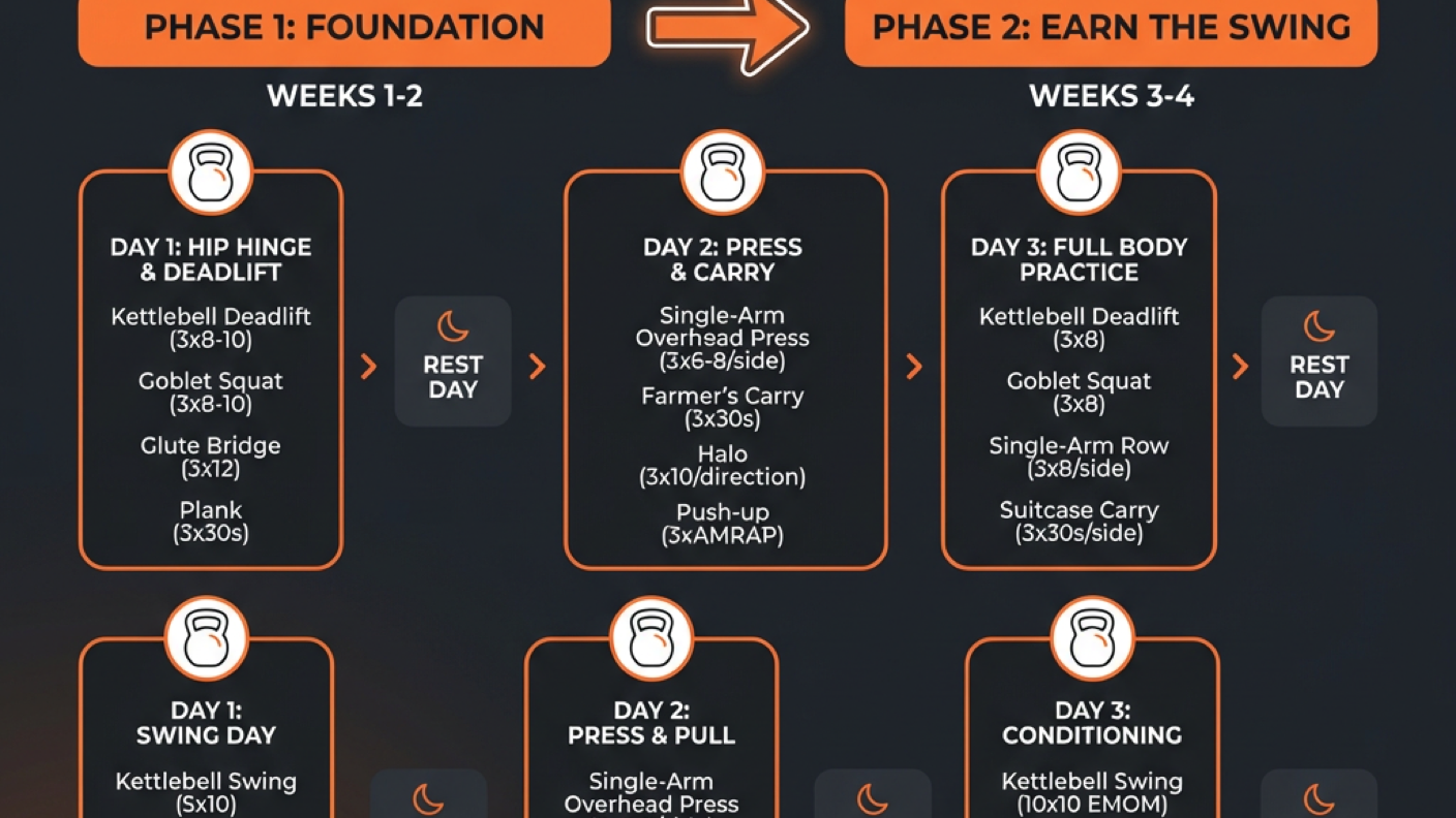 Diagram illustrating key concepts from Beginner Kettlebell Fundamentals