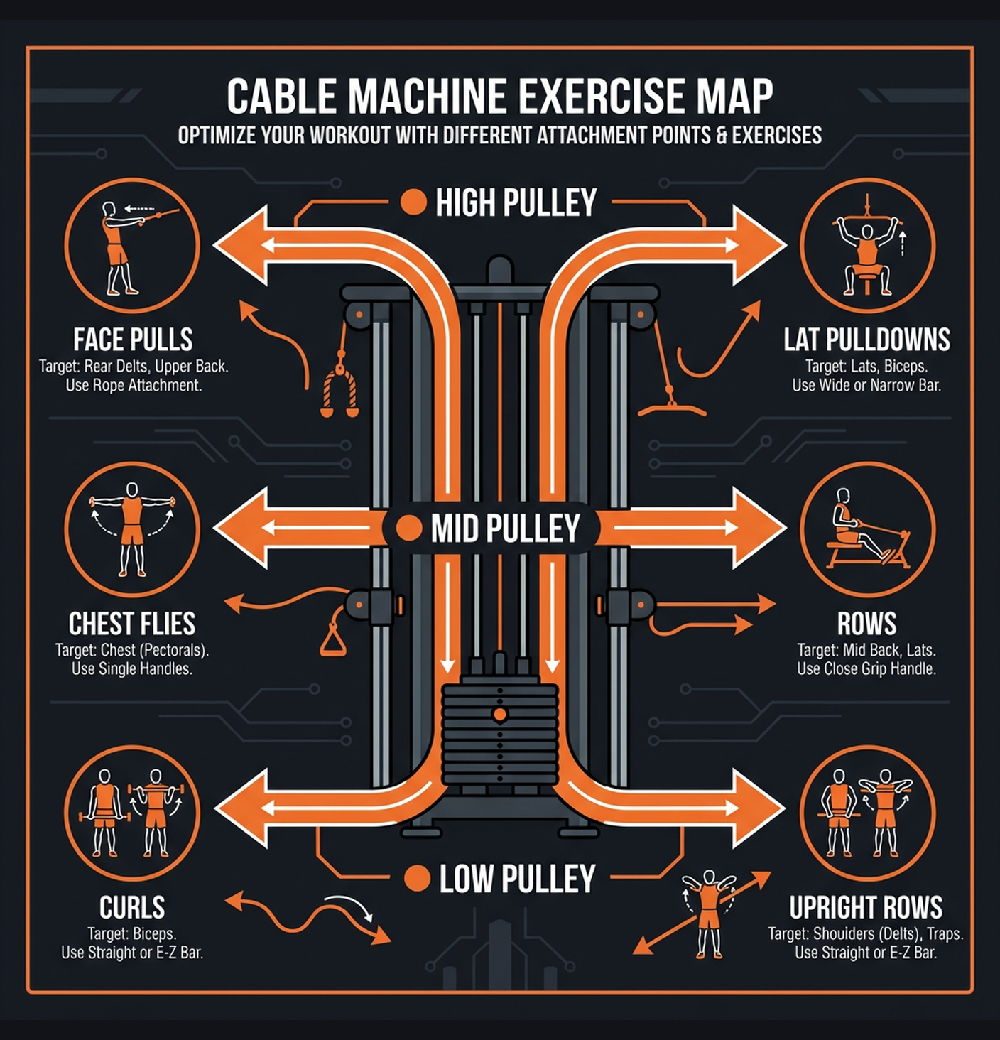Diagram illustrating key concepts from Cable Machine Only: Full Body Program