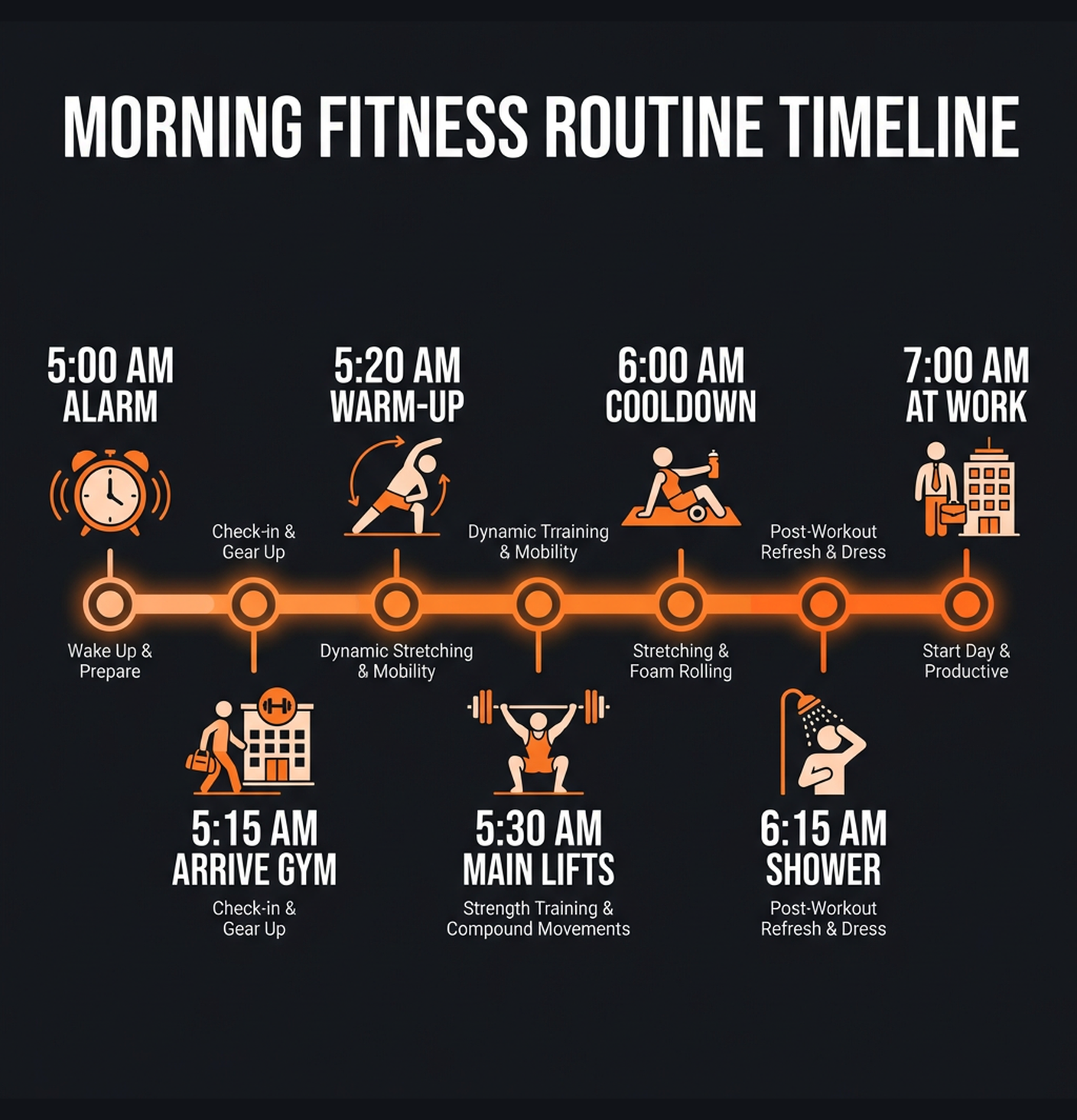 Diagram illustrating key concepts from Early Morning Barbell Workout Before Work