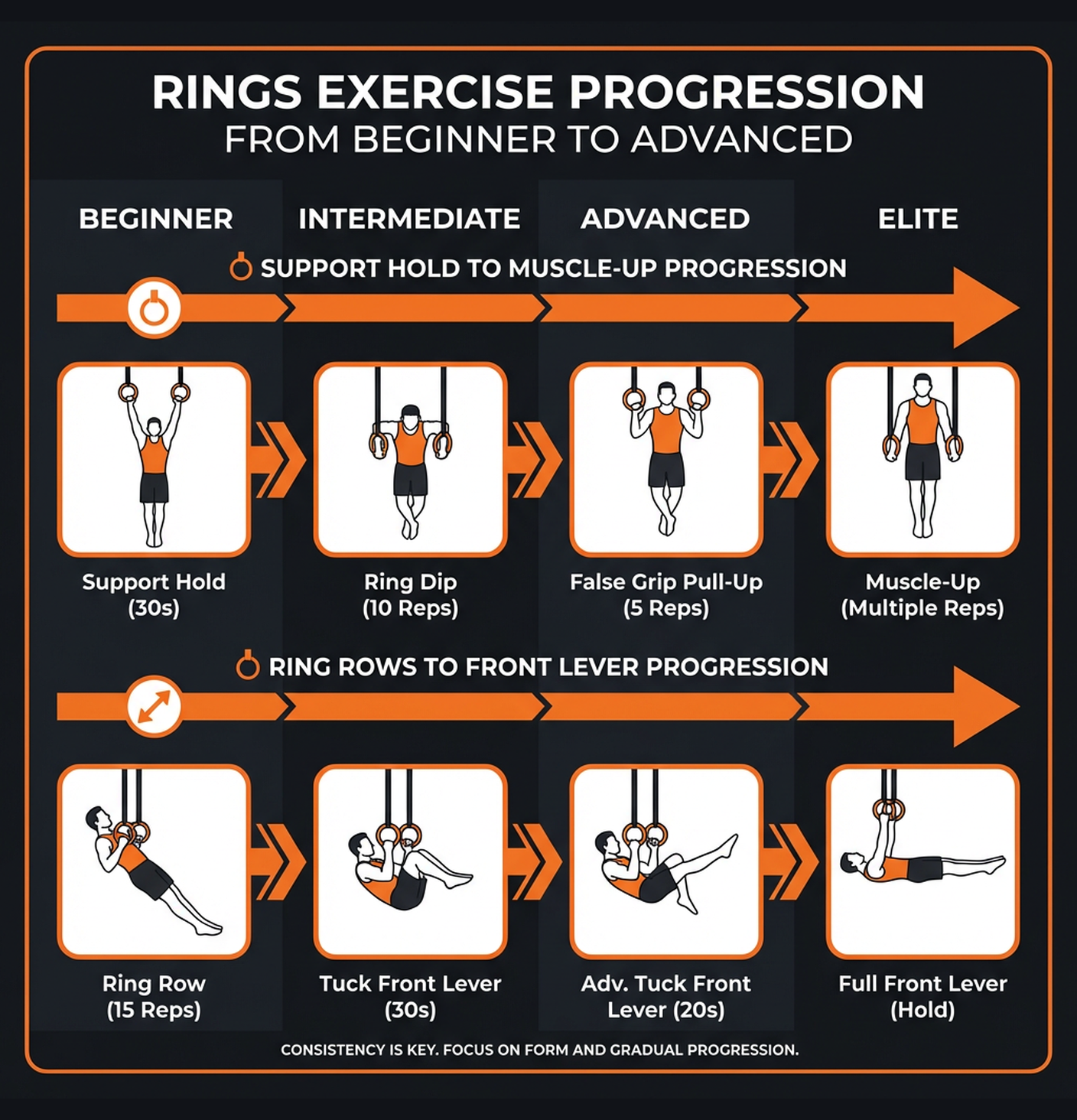 Diagram illustrating key concepts from Gymnastic Rings: Bodyweight Training