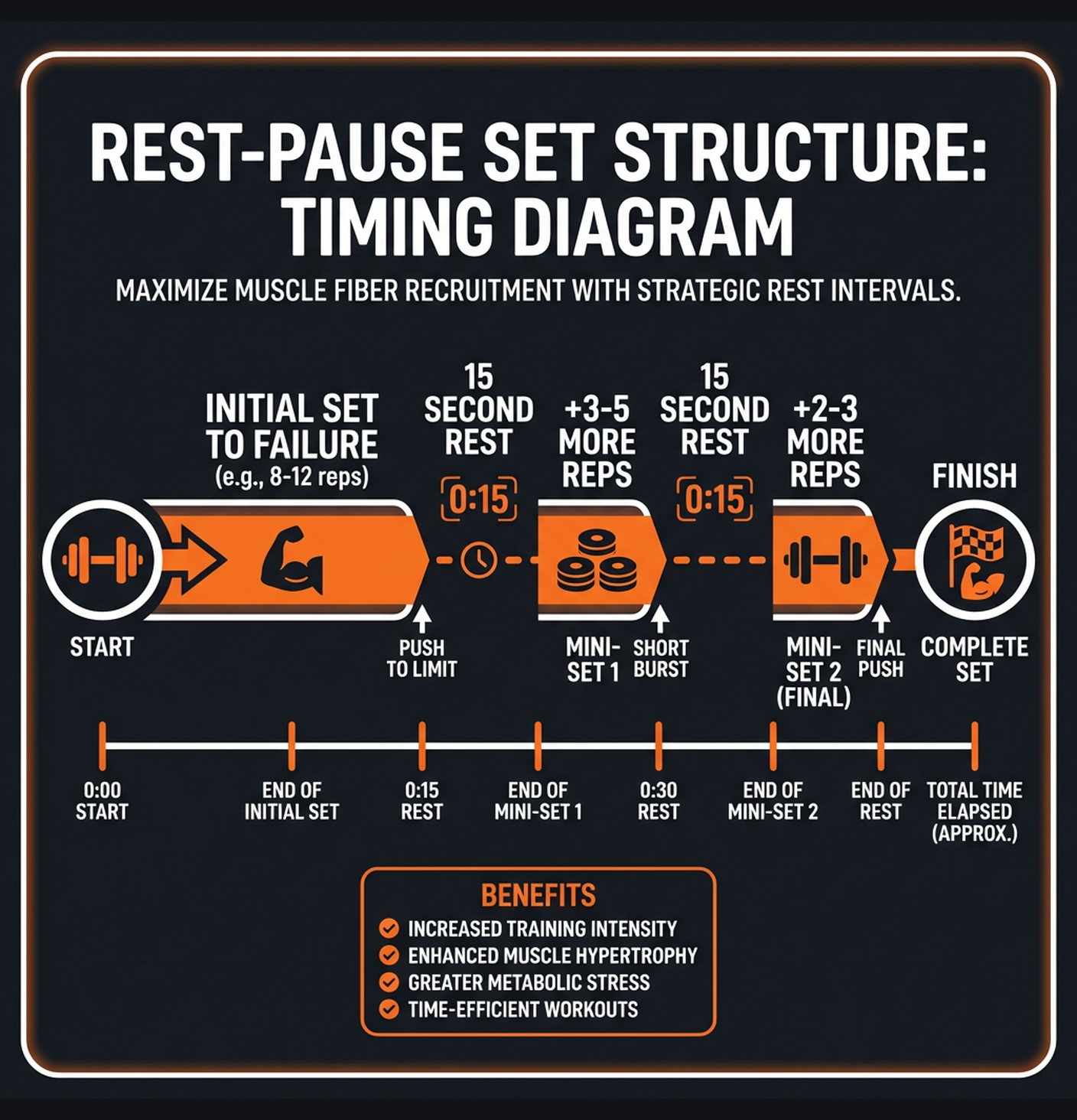 Diagram illustrating key concepts from Rest-Pause Hypertrophy Training