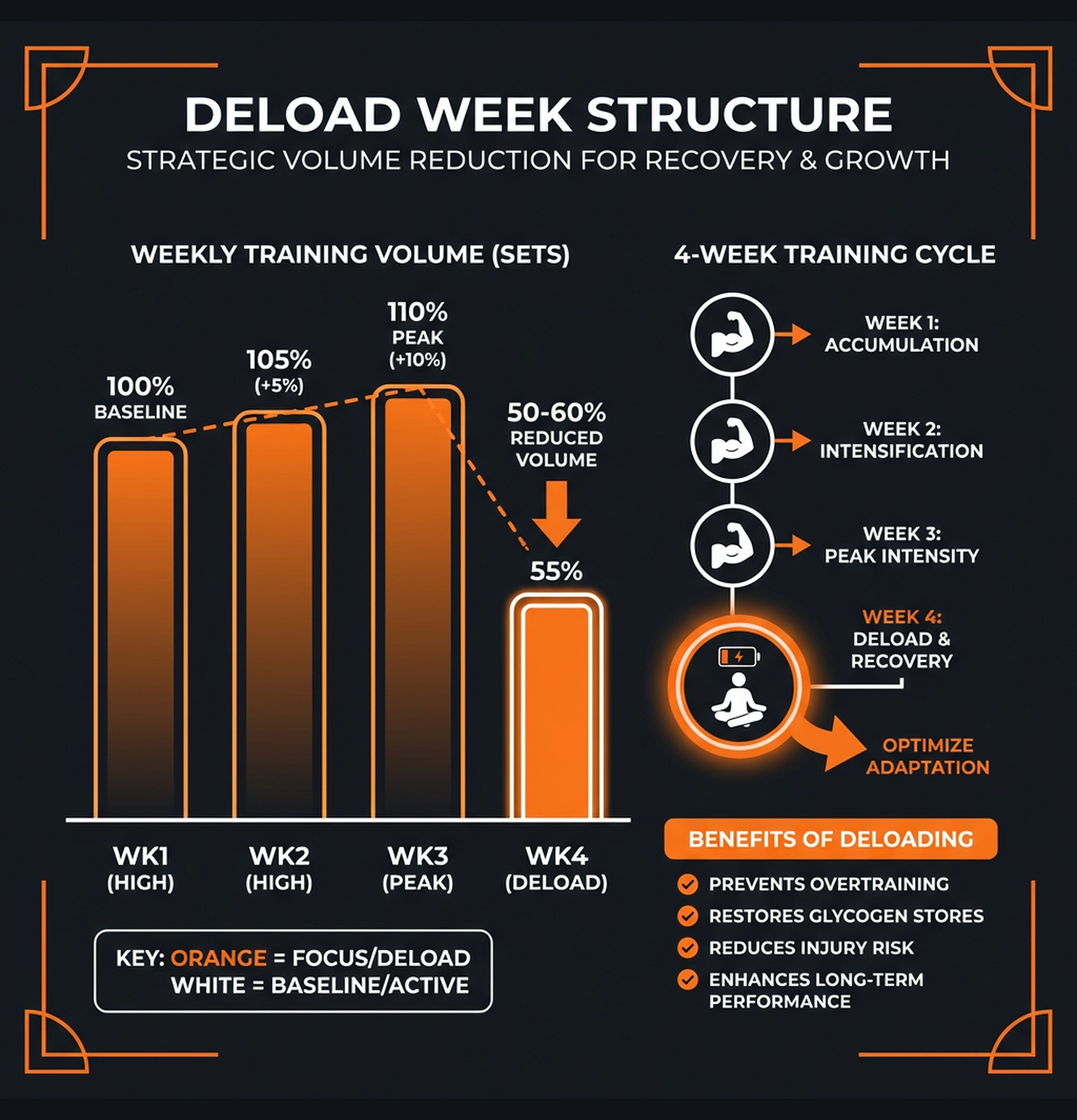 Diagram illustrating key concepts from Strategic Deload Week: Recovery Program