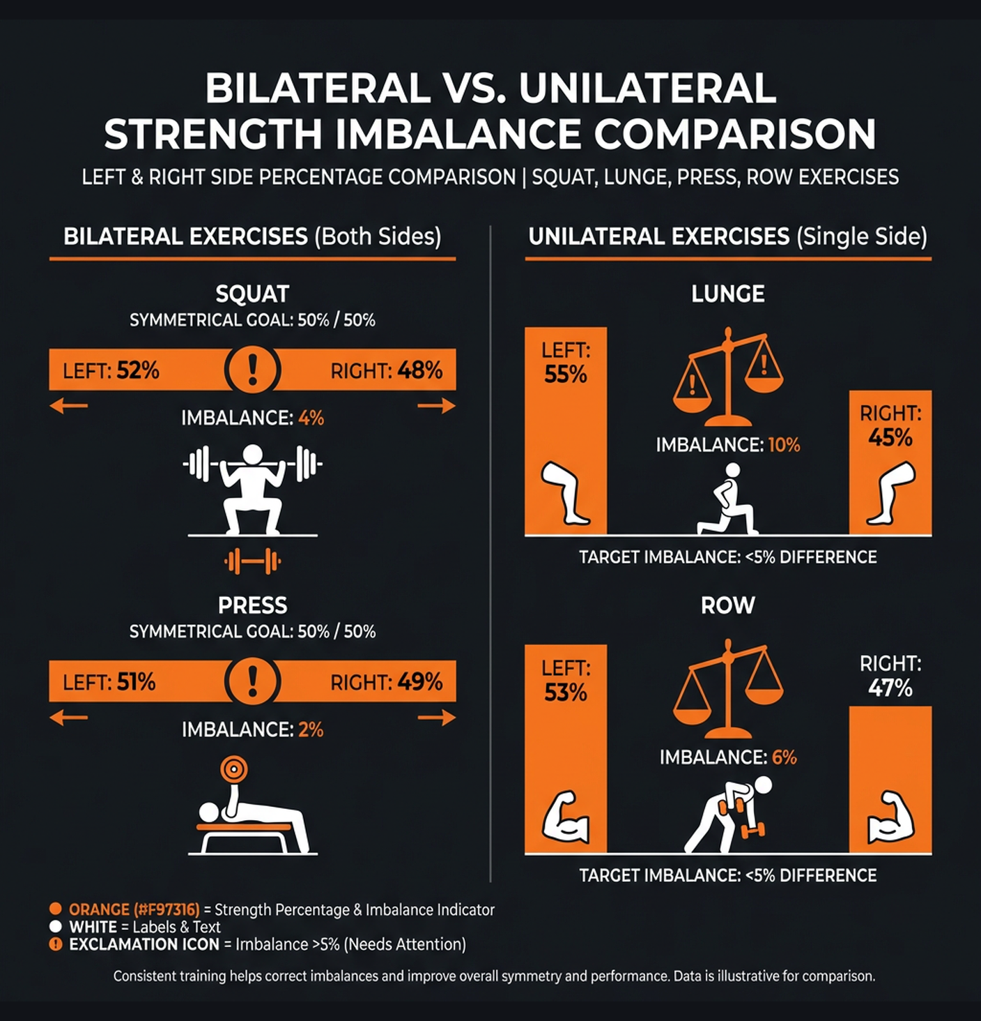 Diagram illustrating key concepts from Unilateral Training: Fix Your Imbalances